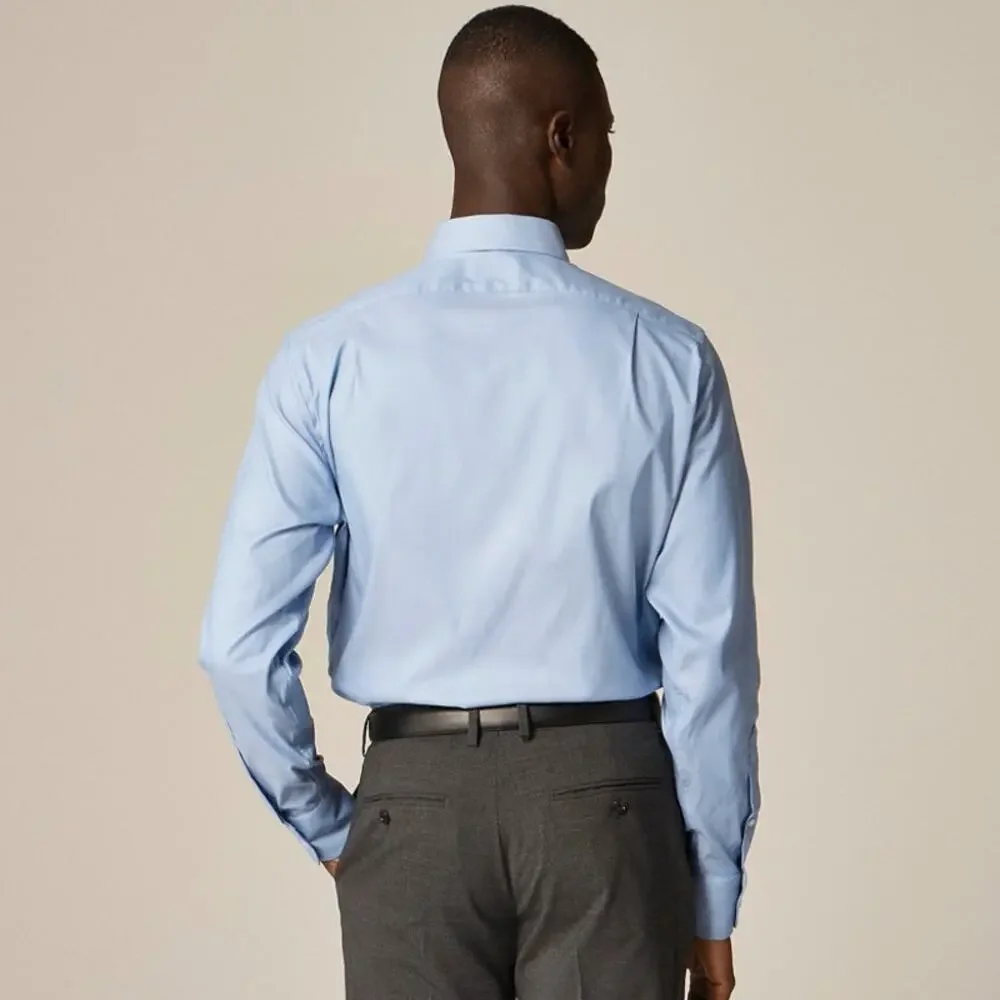J.Crew Bowery Performance Stretch Dress Shirt Mens L Lake Blue Twill Long Sleeve